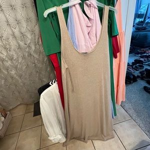 Sand color knitted midi dress